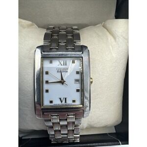 Citizen Eco-Drive Date Quartz Watch Mens Tank Style E010-S004004